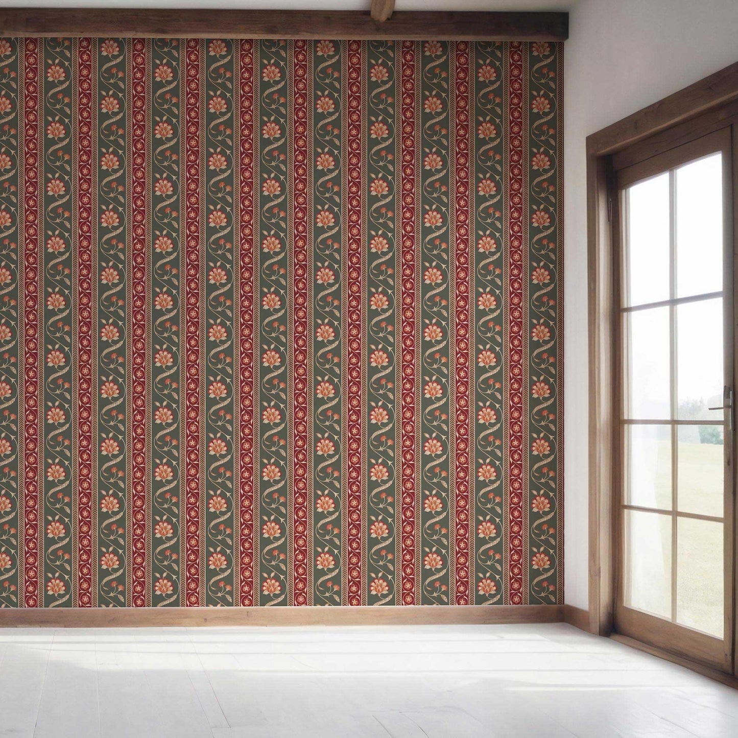 Phool Patti Wallpaper - Crimson Vine