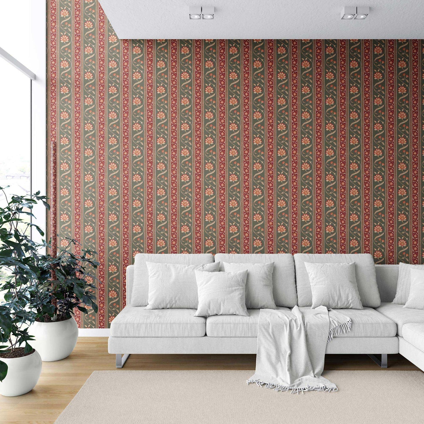 Phool Patti Wallpaper - Crimson Vine