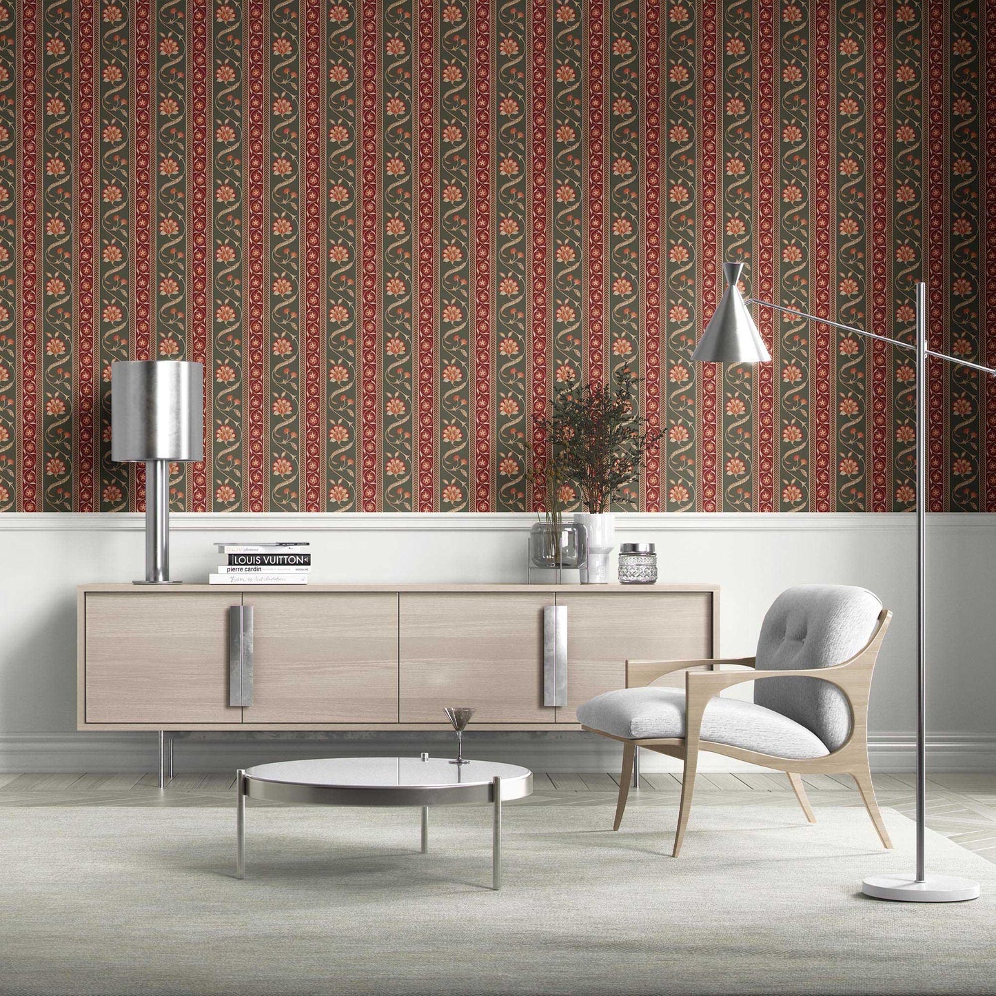 Phool Patti Wallpaper - Crimson Vine