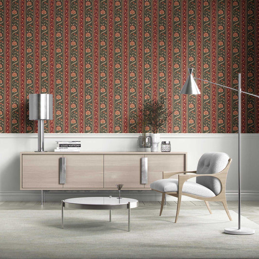Phool Patti Wallpaper - Crimson Vine