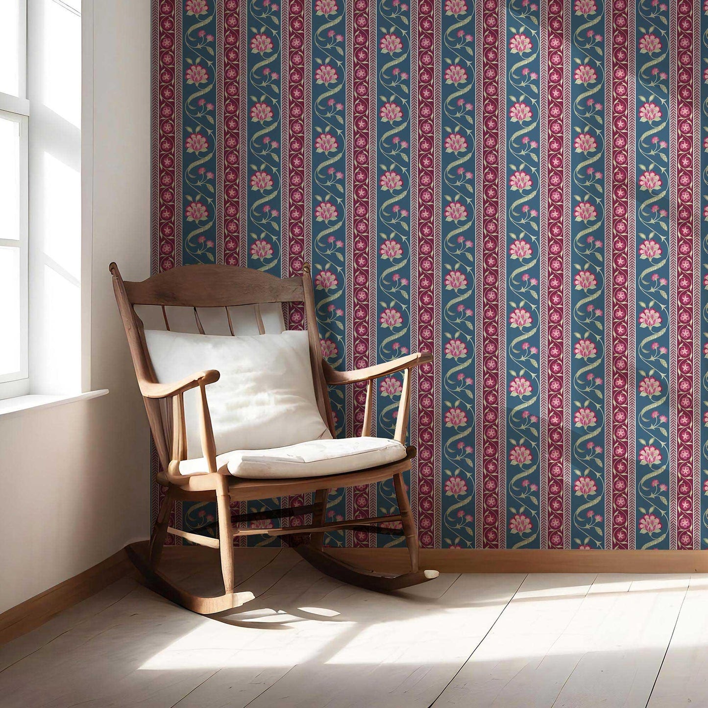 Phool Patti Wallpaper - Royal Blue