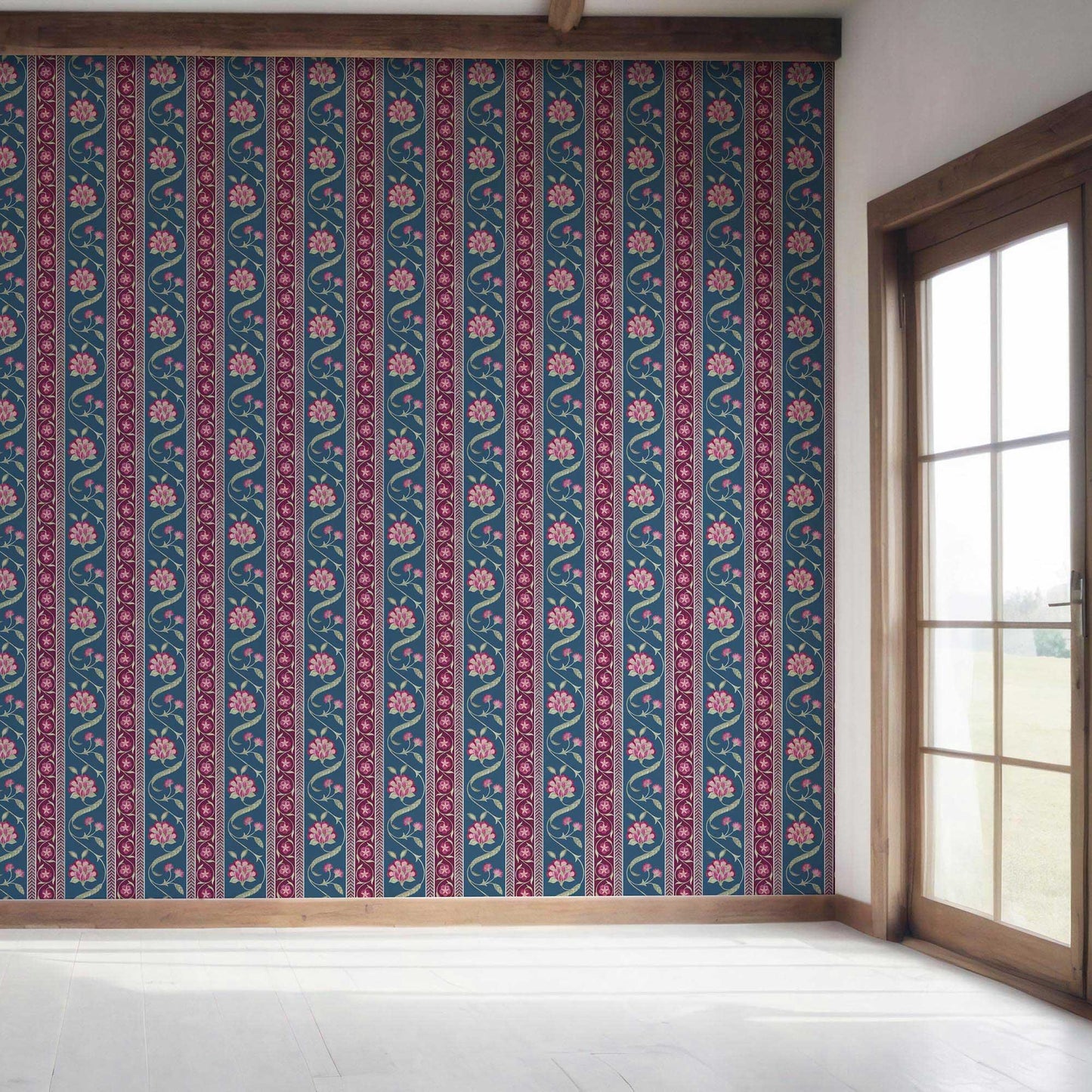 Phool Patti Wallpaper - Royal Blue