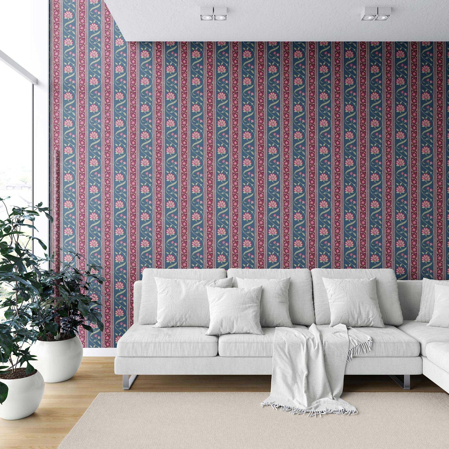 Phool Patti Wallpaper - Royal Blue