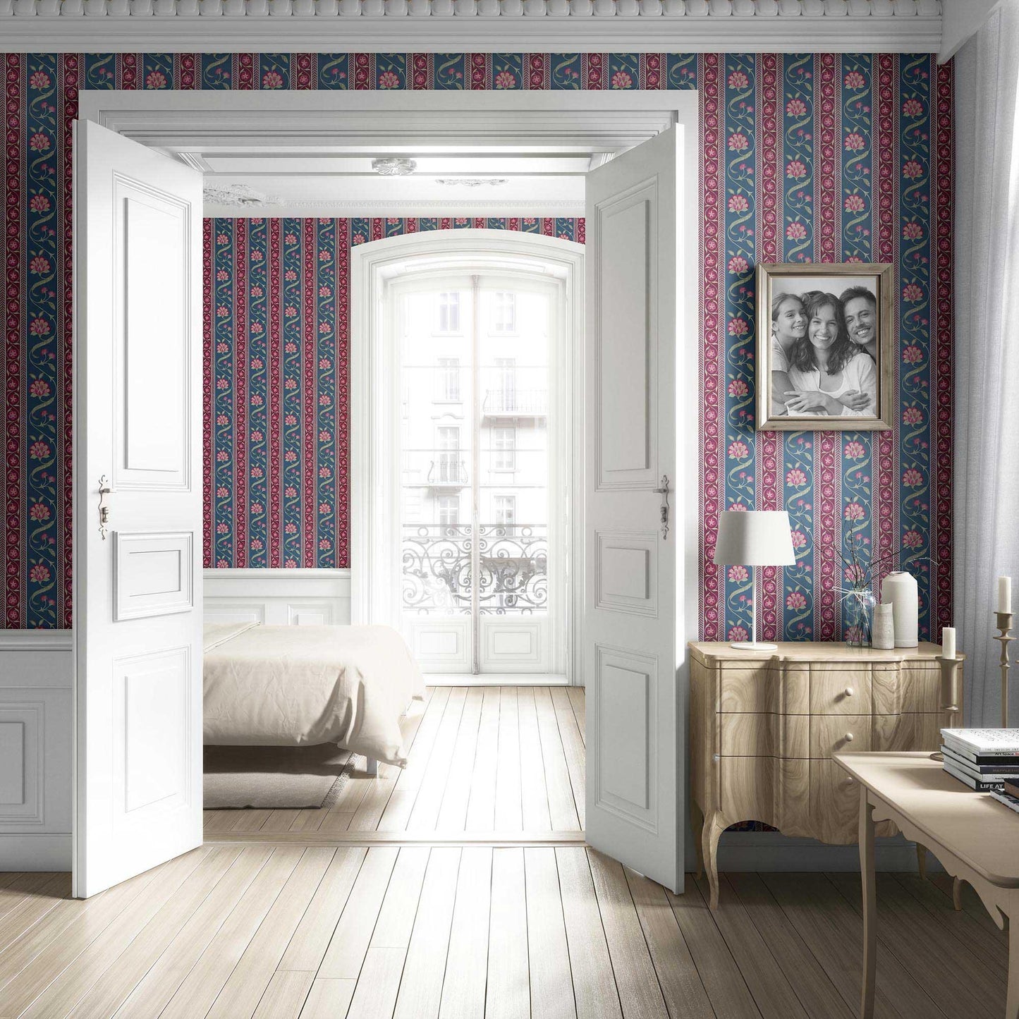 Phool Patti Wallpaper - Royal Blue