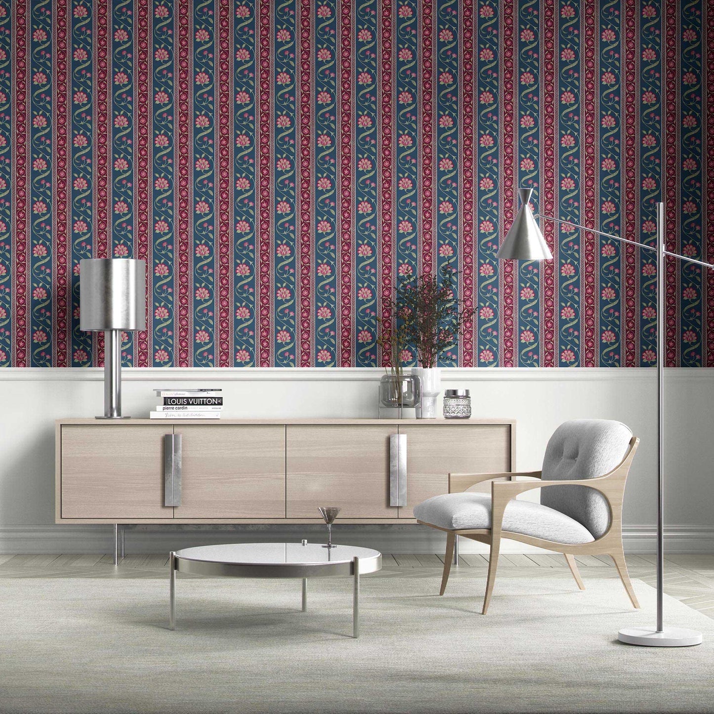 Phool Patti Wallpaper - Royal Blue