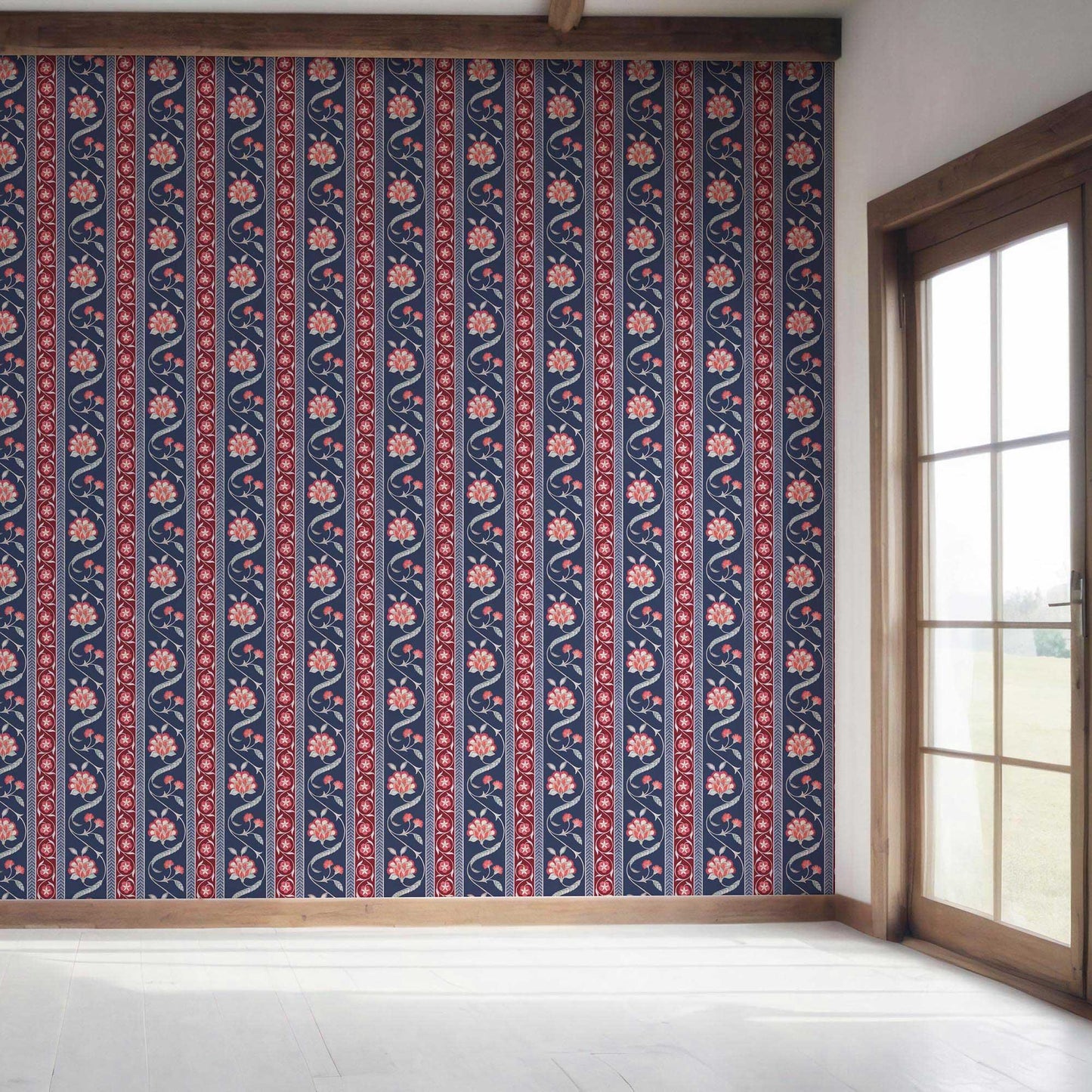 Phool Patti Wallpaper - Midnight Blue