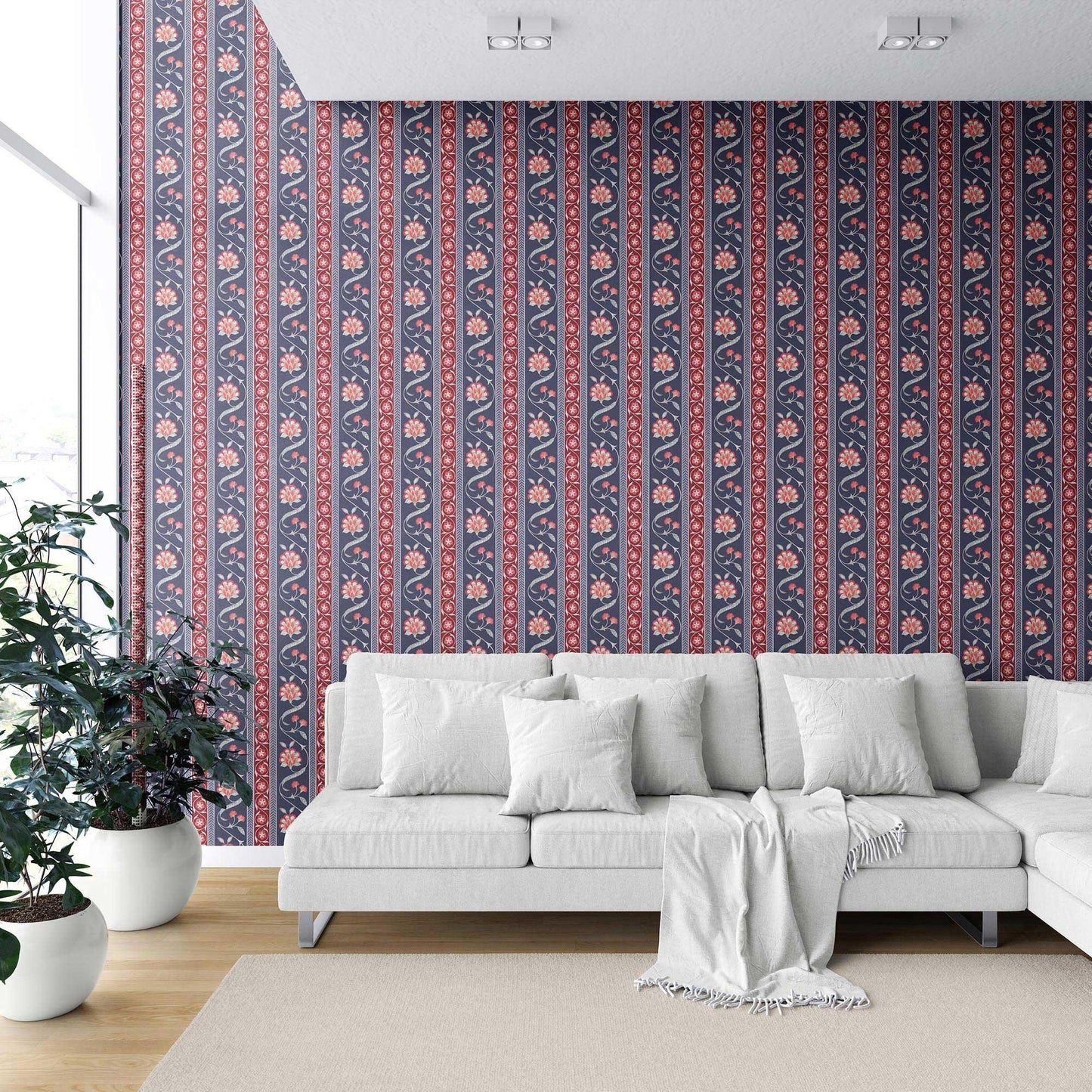 Phool Patti Wallpaper - Midnight Blue