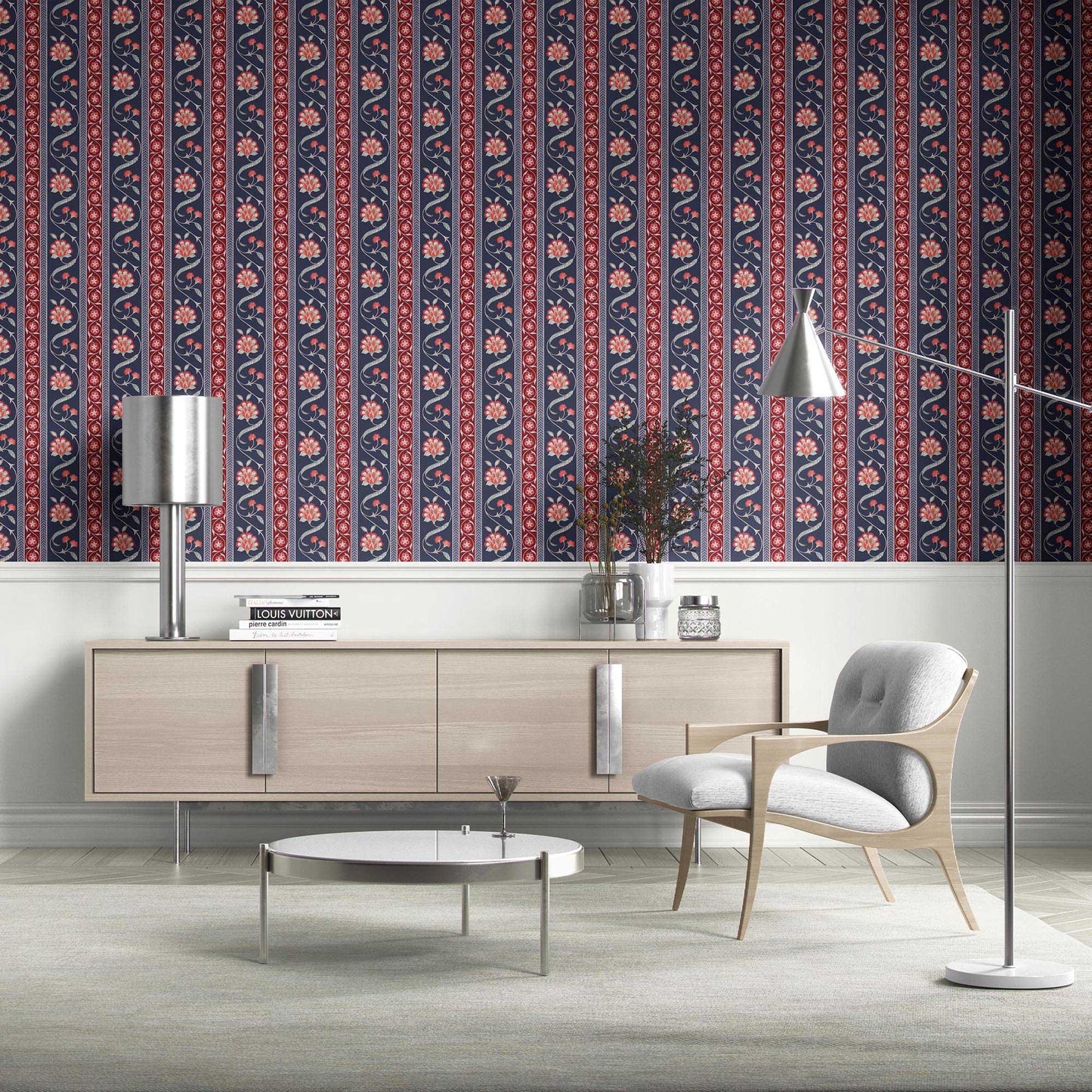 Phool Patti Wallpaper - Midnight Blue