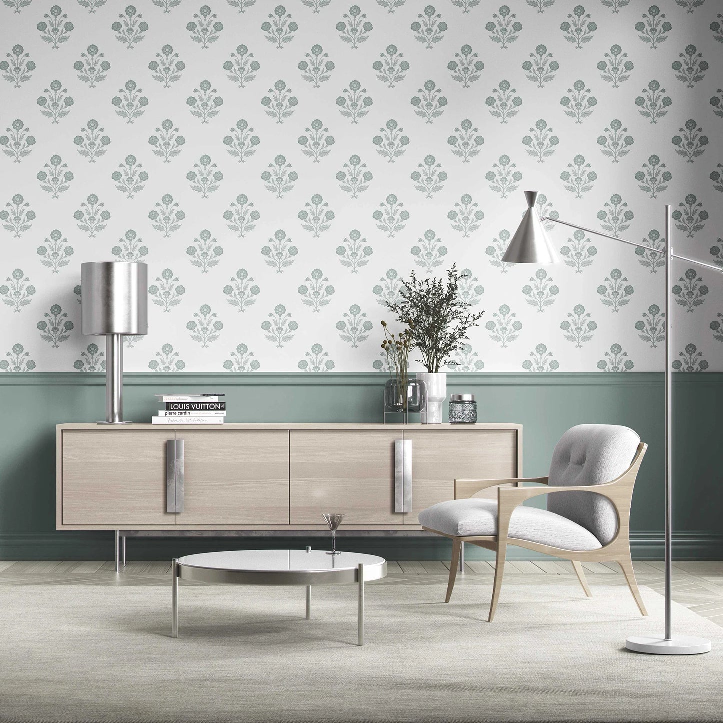 Amber Courtyard Wallpaper - Misty Teal