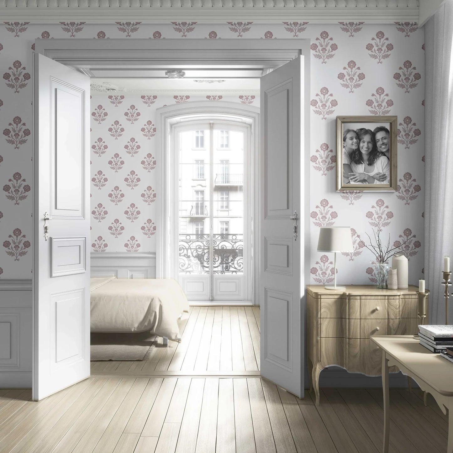 Amber Courtyard Wallpaper - Rosewood Blush