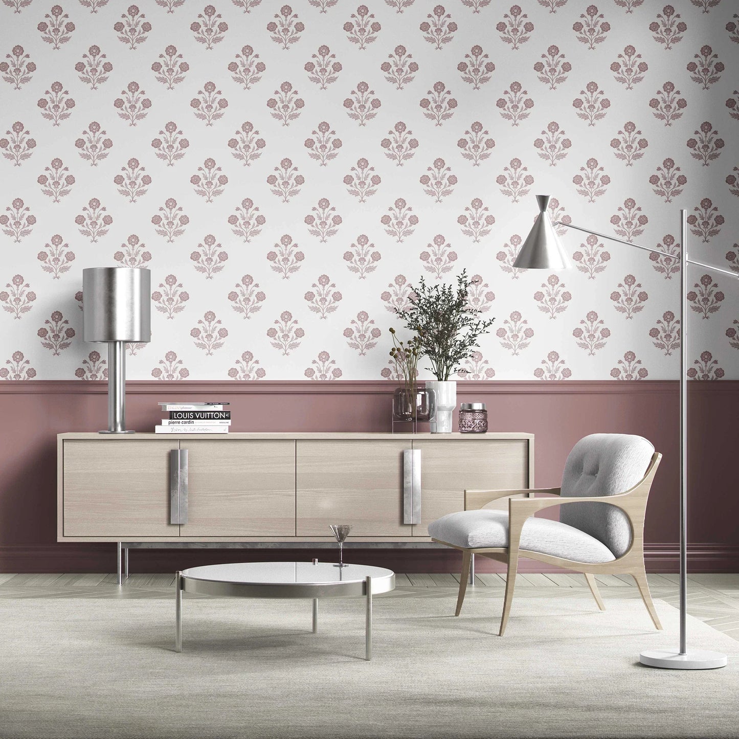 Amber Courtyard Wallpaper - Rosewood Blush