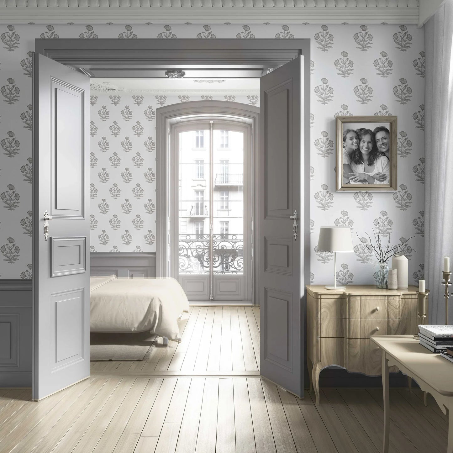 Mehrangarh Bloom Wallpaper - Misty Pearl
