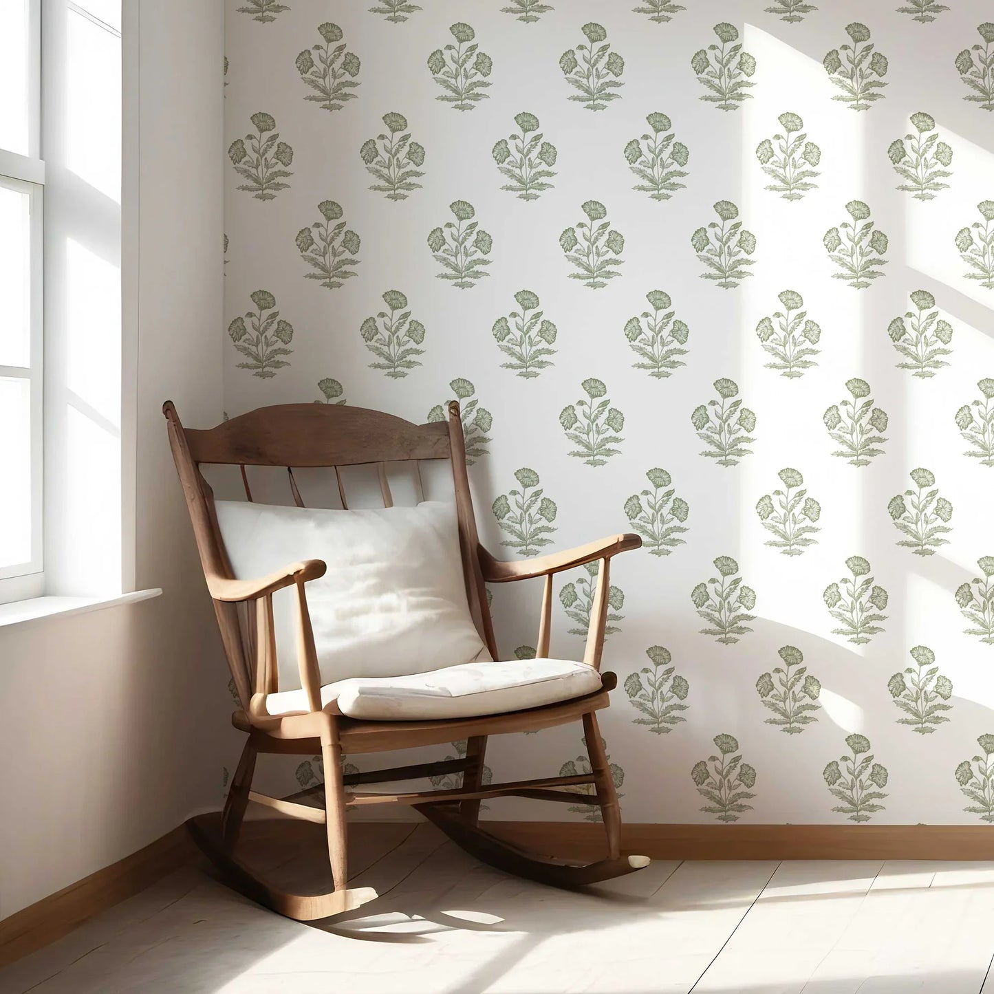Mehrangarh Bloom Wallpaper - Olive Haze