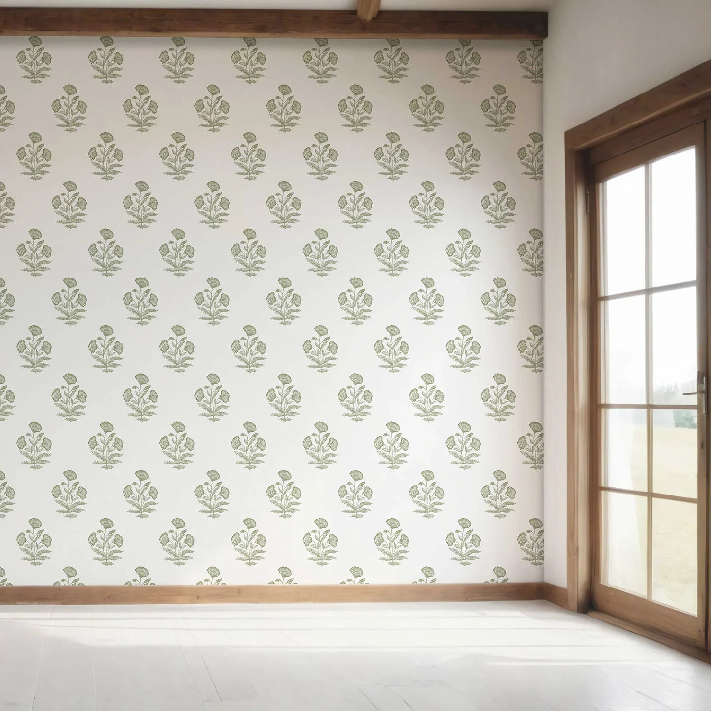 Mehrangarh Bloom Wallpaper - Olive Haze