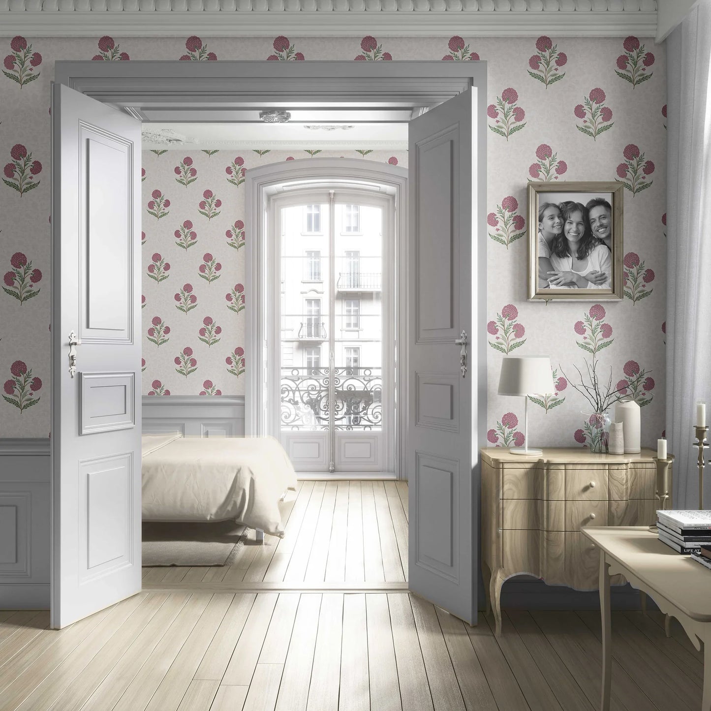 Chandni Bagh Wallpaper - Rose Garnet