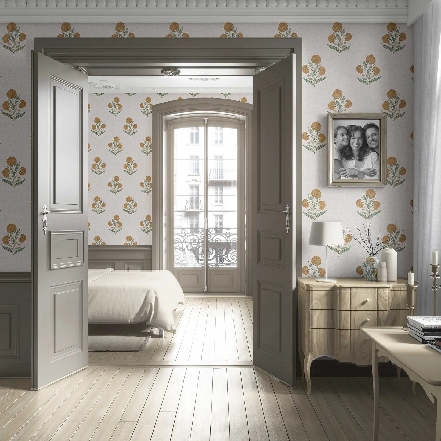 Chandni Bagh Wallpaper - Marigold Glow