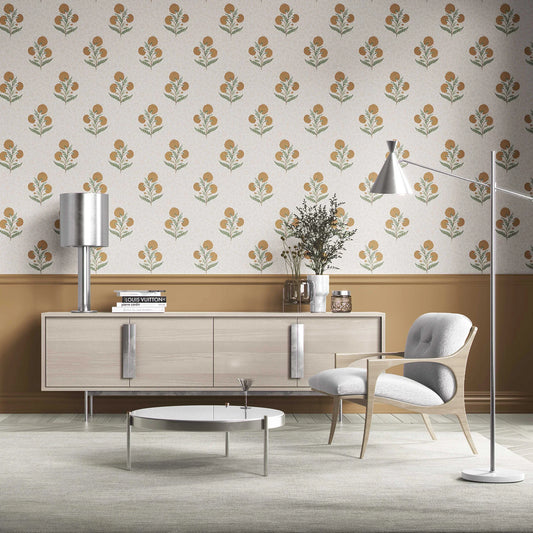 Chandni Bagh Wallpaper - Marigold Glow