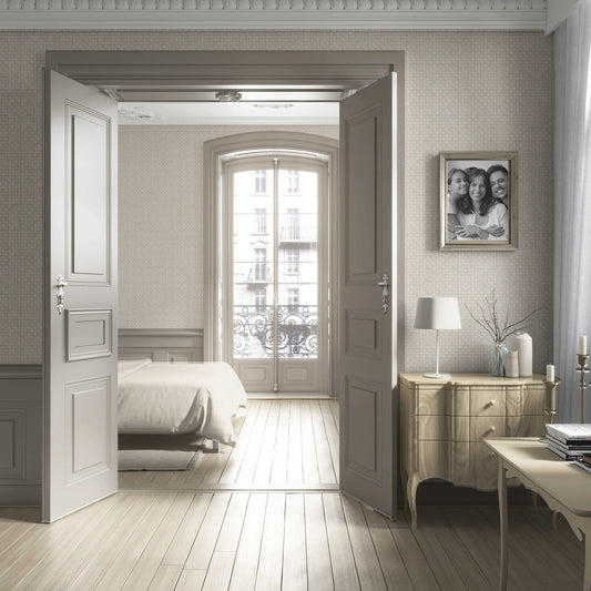 Jharokha Lattice Wallpaper - Soft Ivory