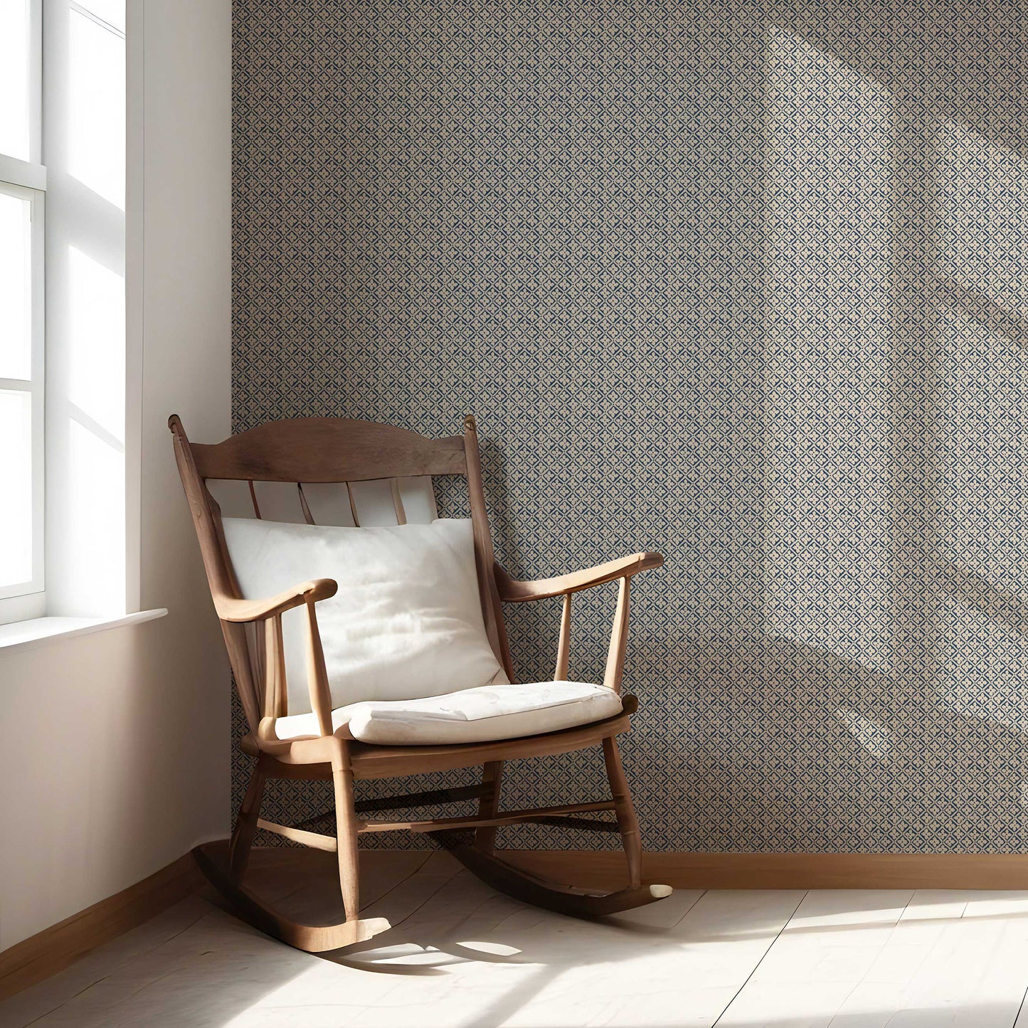 Jharokha Lattice Wallpaper - Indigo Stone