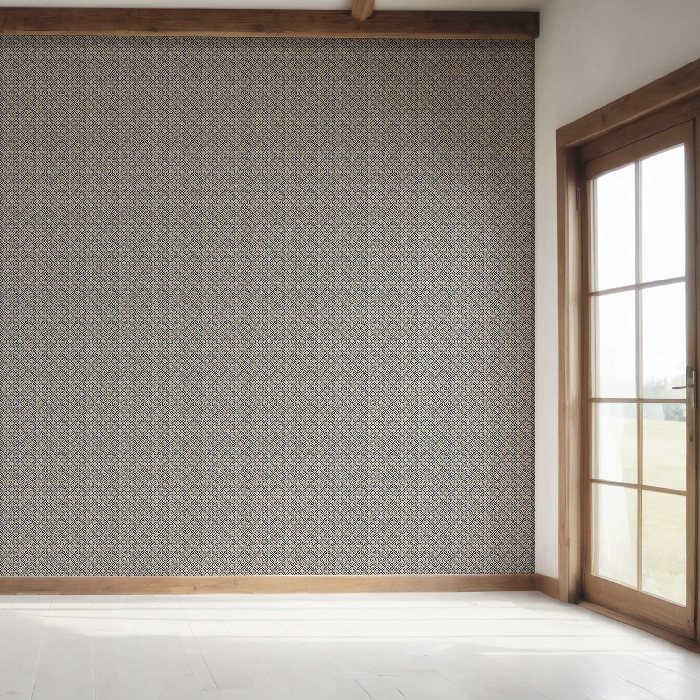 Jharokha Lattice Wallpaper - Indigo Stone