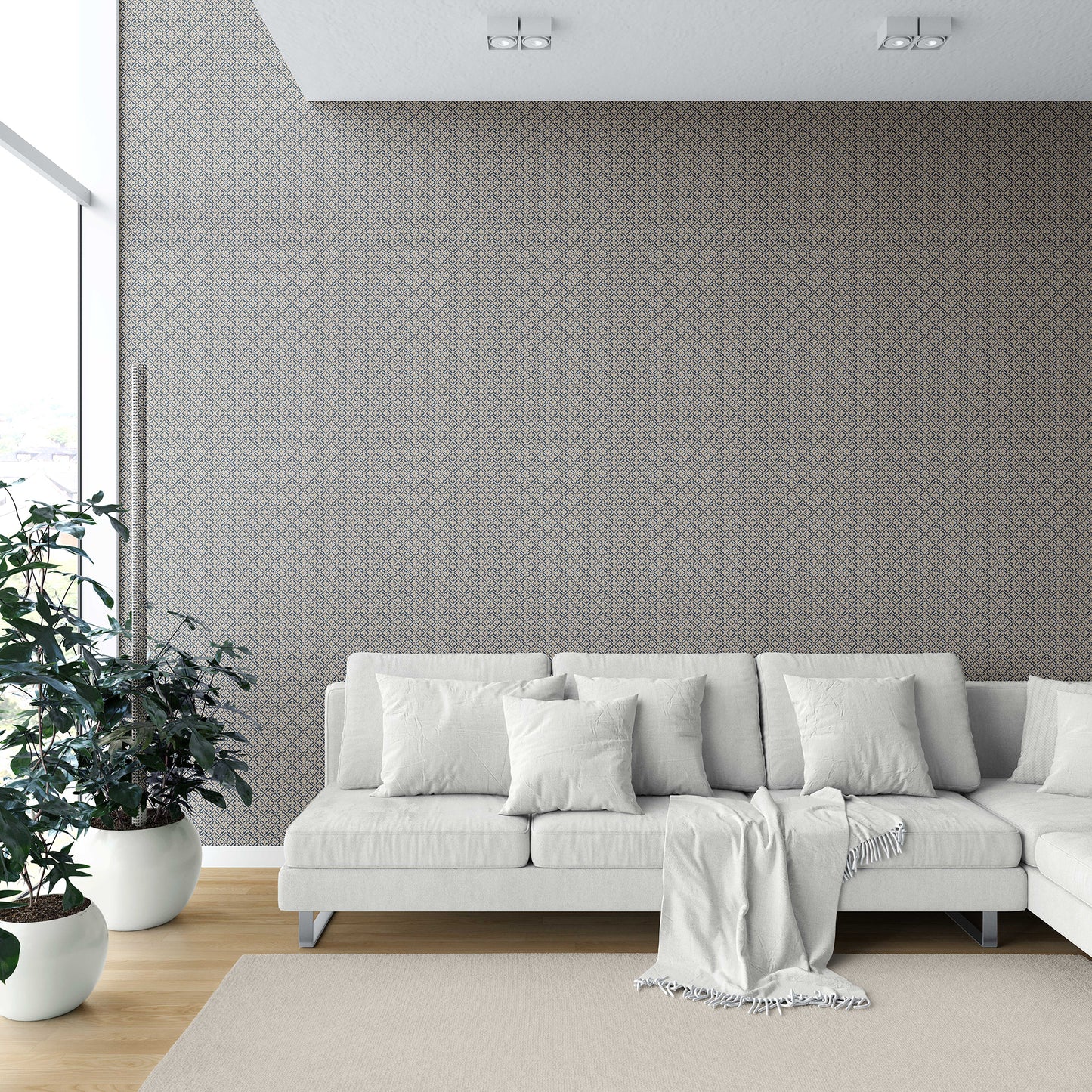 Jharokha Lattice Wallpaper - Indigo Stone