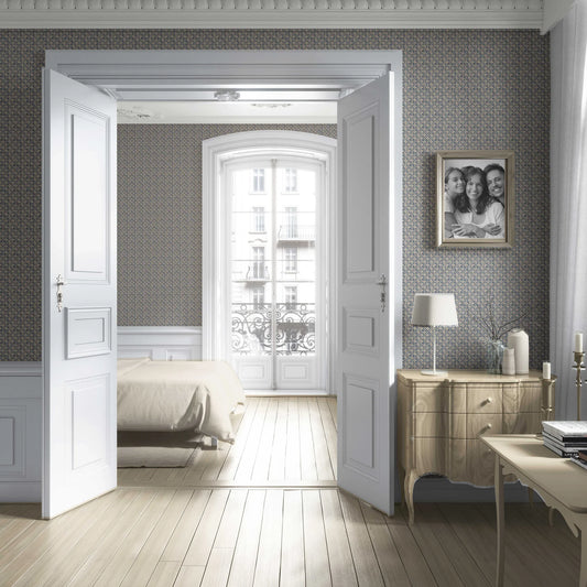 Jharokha Lattice Wallpaper - Indigo Stone