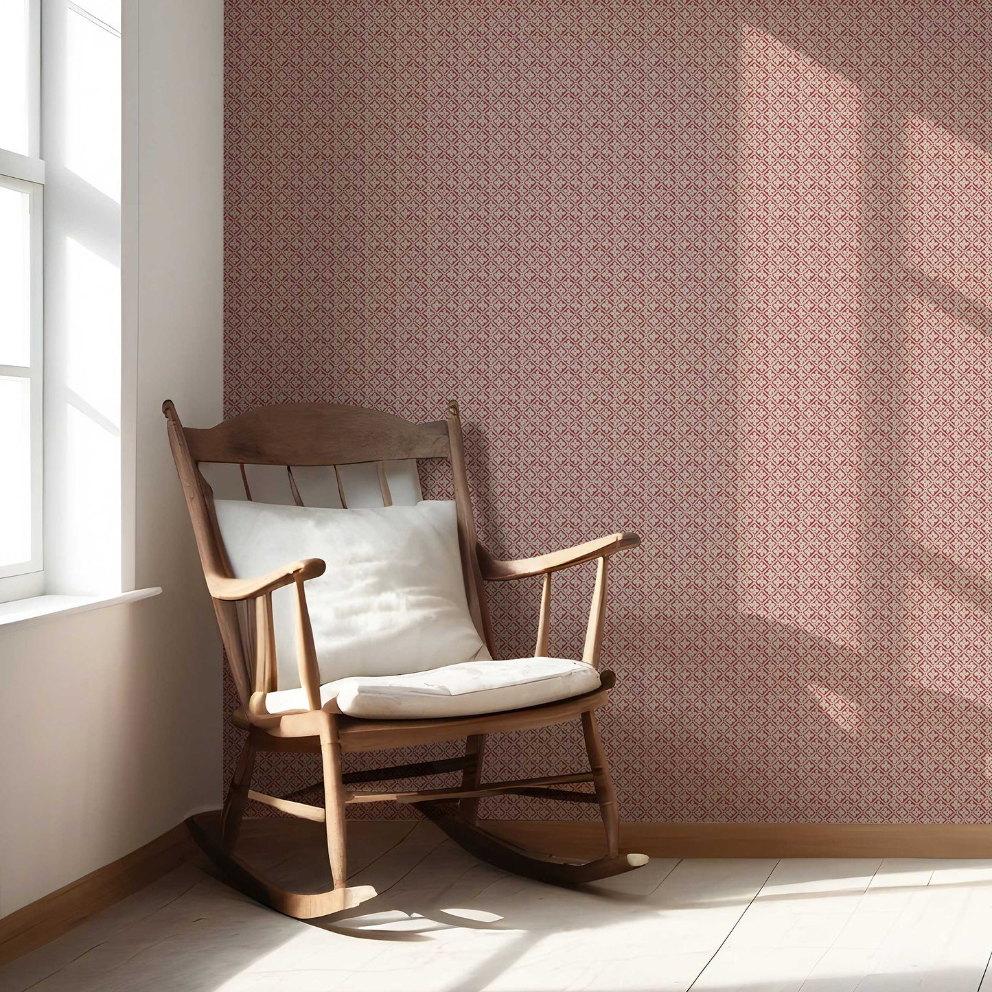 Jharokha Lattice Wallpaper - Maroon Spice