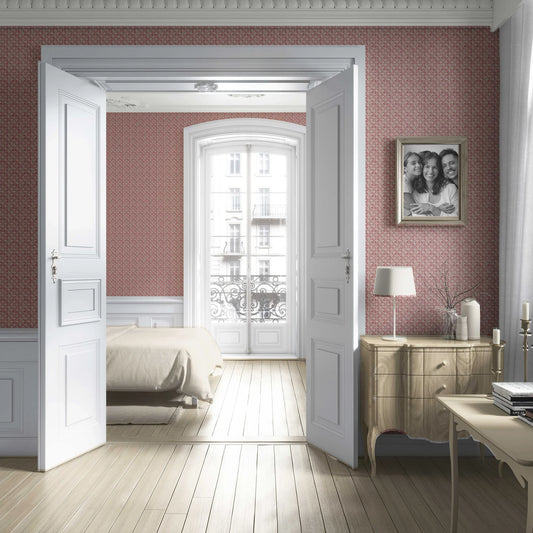 Jharokha Lattice Wallpaper - Maroon Spice