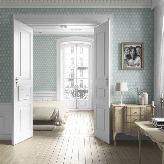 Pushpanjali Wallpaper - Misty Blue