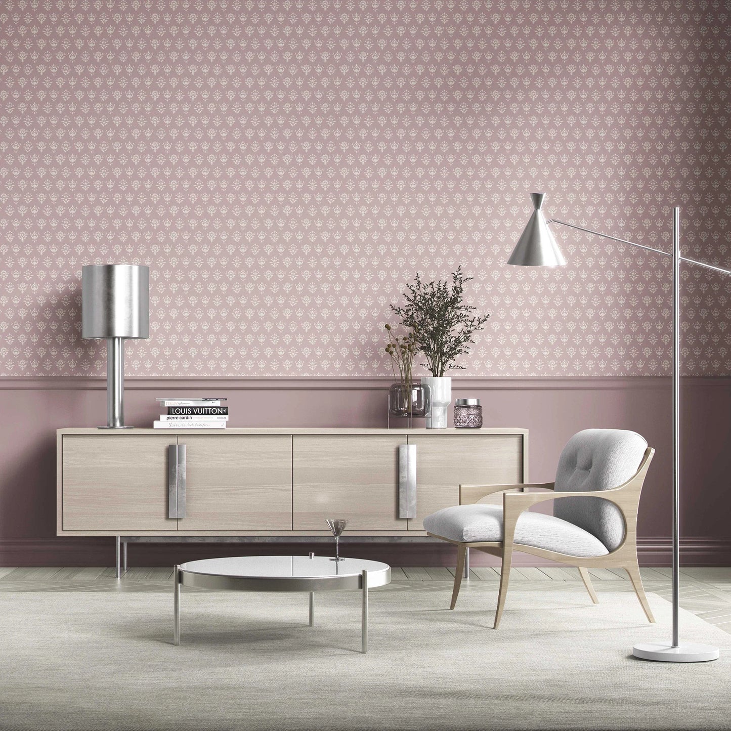 Pushpanjali Wallpaper - Rose Mauve