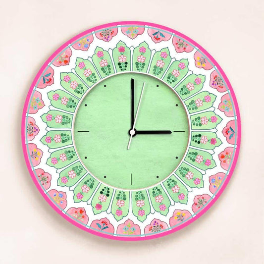 Patterns Wall Clock - Peach & Green - Round