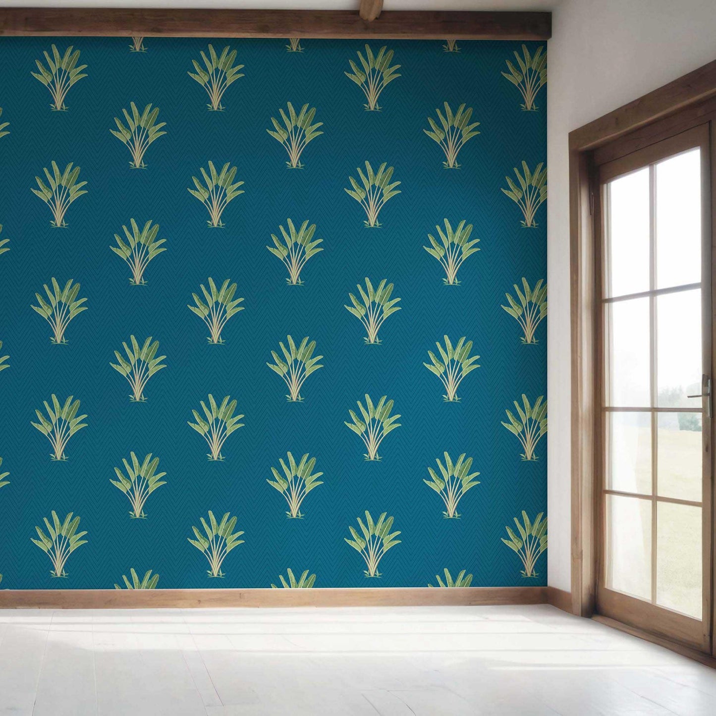 Taalpatra Wallpaper - Peacock Teal