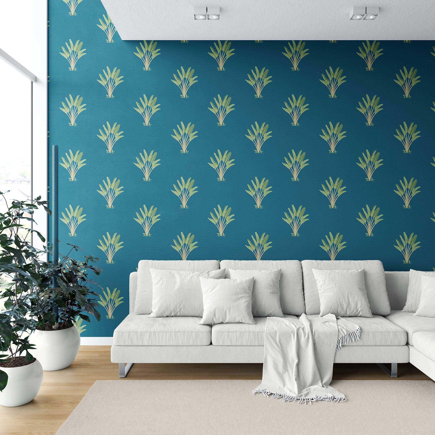Taalpatra Wallpaper - Peacock Teal
