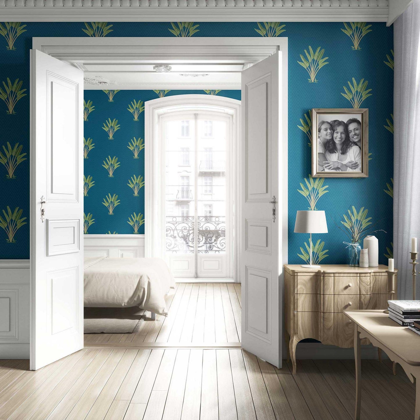 Taalpatra Wallpaper - Peacock Teal