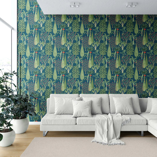Vrindavan Wallpaper - Peacock Grove