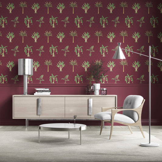 Vatika Wallpaper - Maroon Orchard