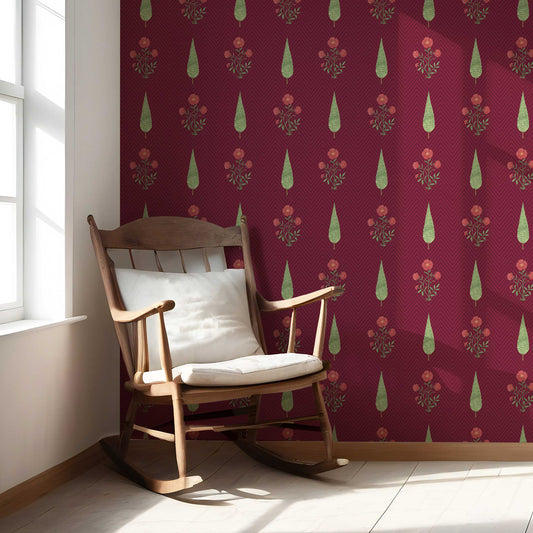 Shahgul Wallpaper - Royal Maroon