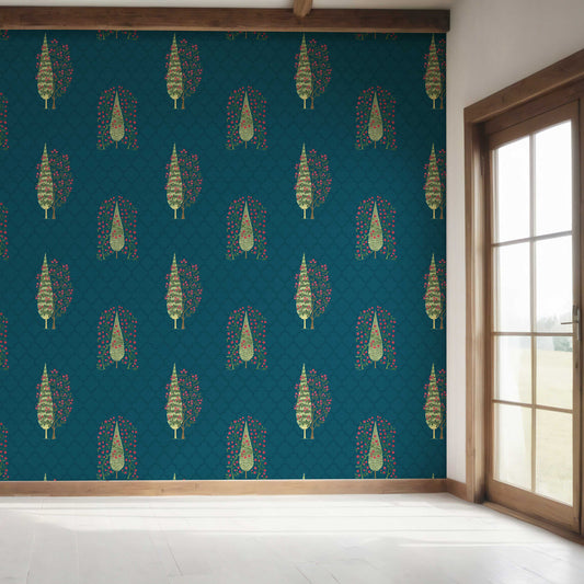 Khusro Bagh Wallpaper - Peacock Teal