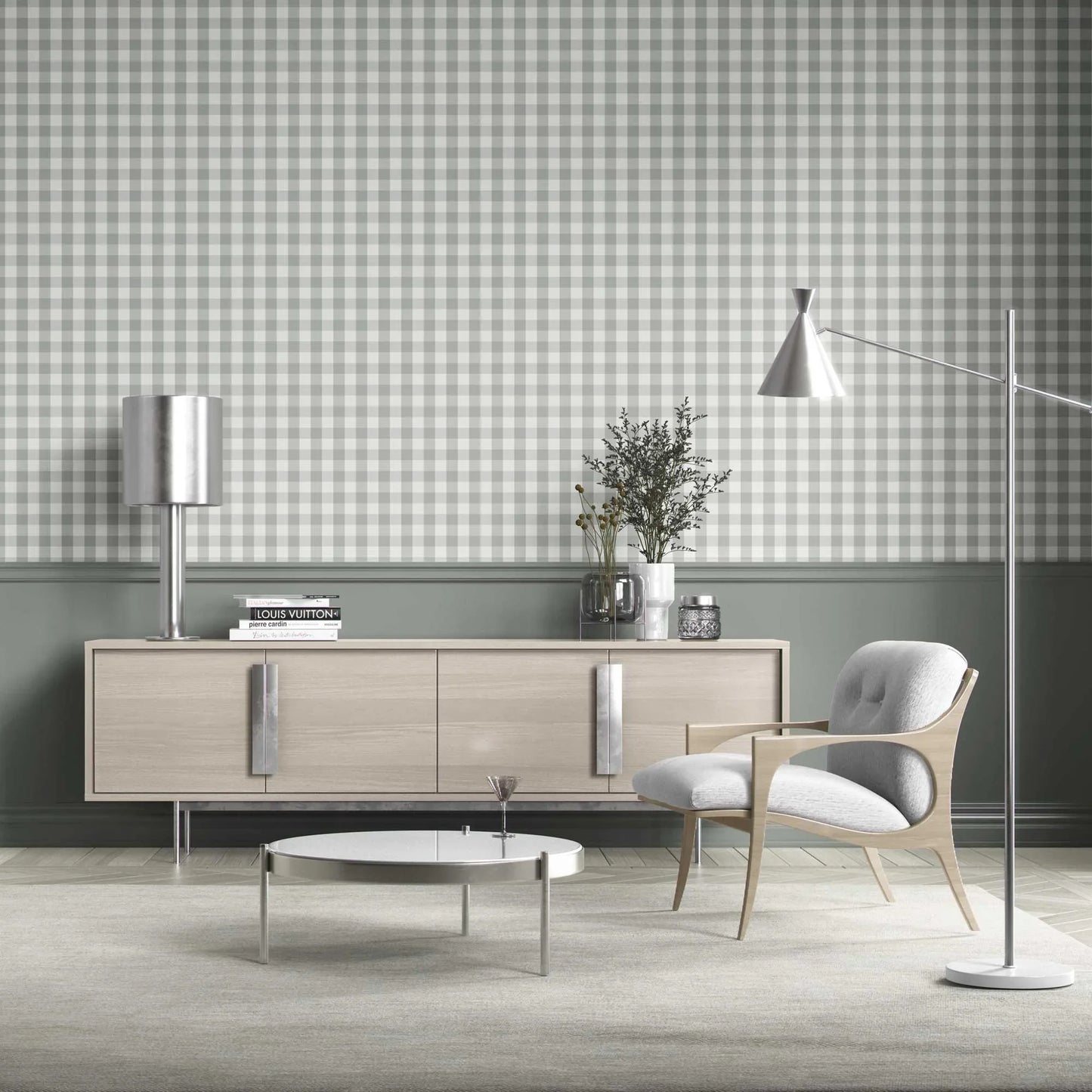 The Gingham Edit Wallpaper - Mint Grey