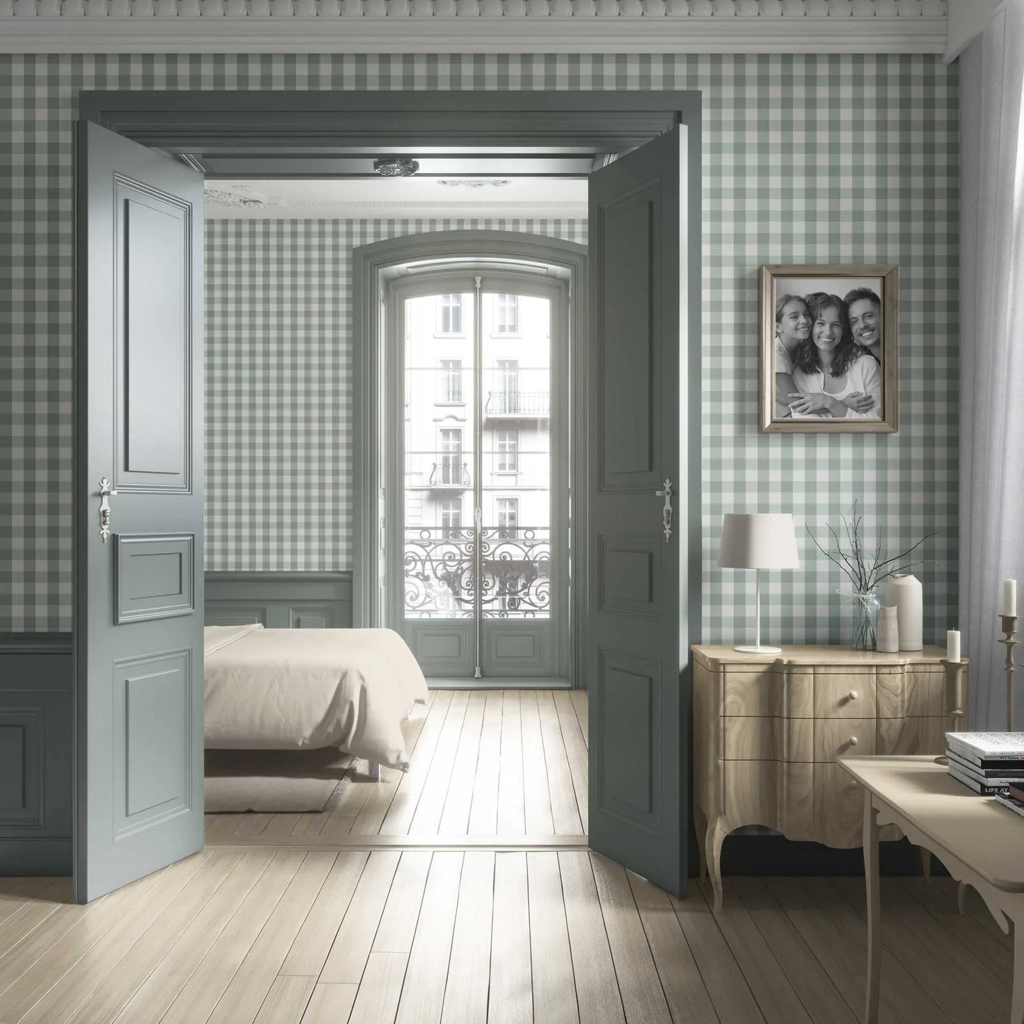 The Gingham Edit Wallpaper - Sage Green