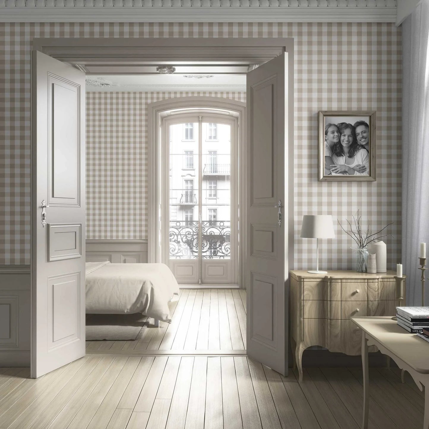 The Gingham Edit Wallpaper - Warm Beige