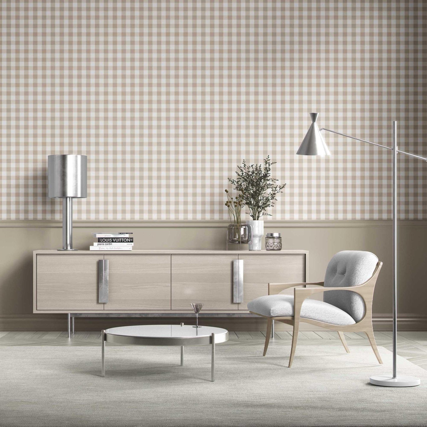 The Gingham Edit Wallpaper - Warm Beige