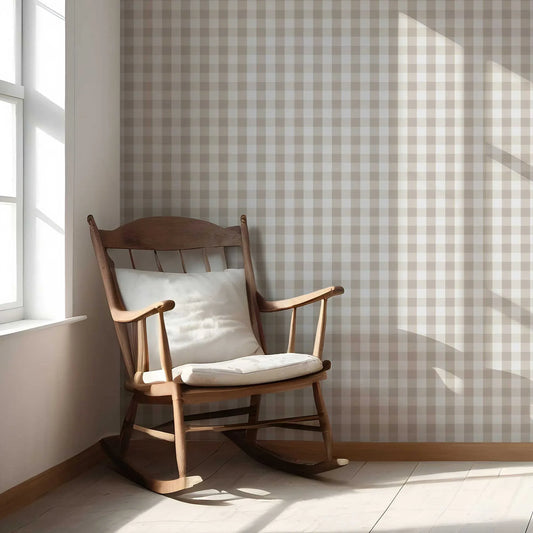 The Gingham Edit Wallpaper - Light Beige