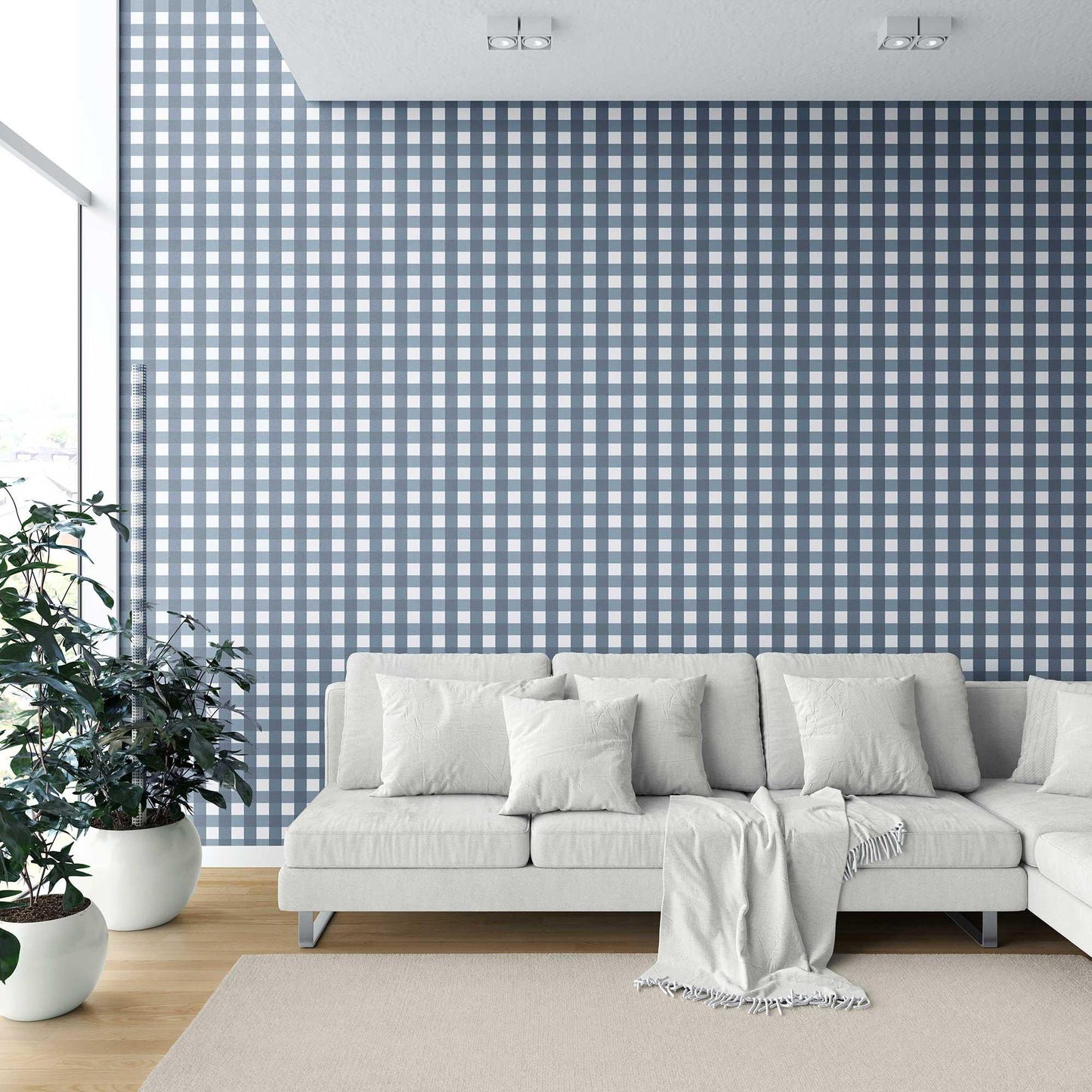 The Gingham Edit Wallpaper - Slate Blue