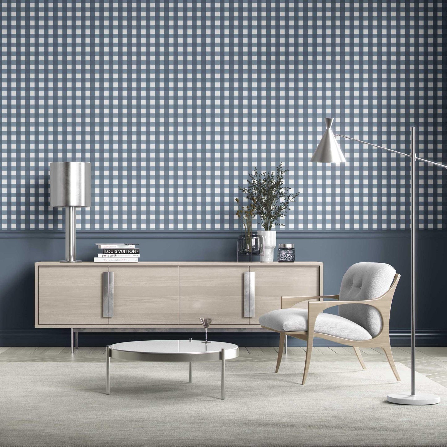 The Gingham Edit Wallpaper - Slate Blue