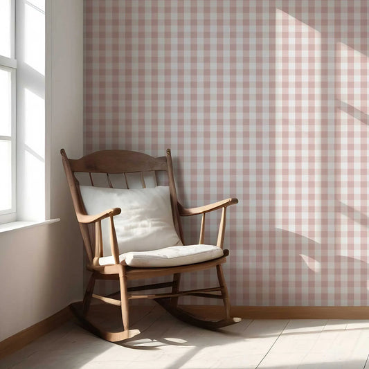 The Gingham Edit Wallpaper - Dusty Rose