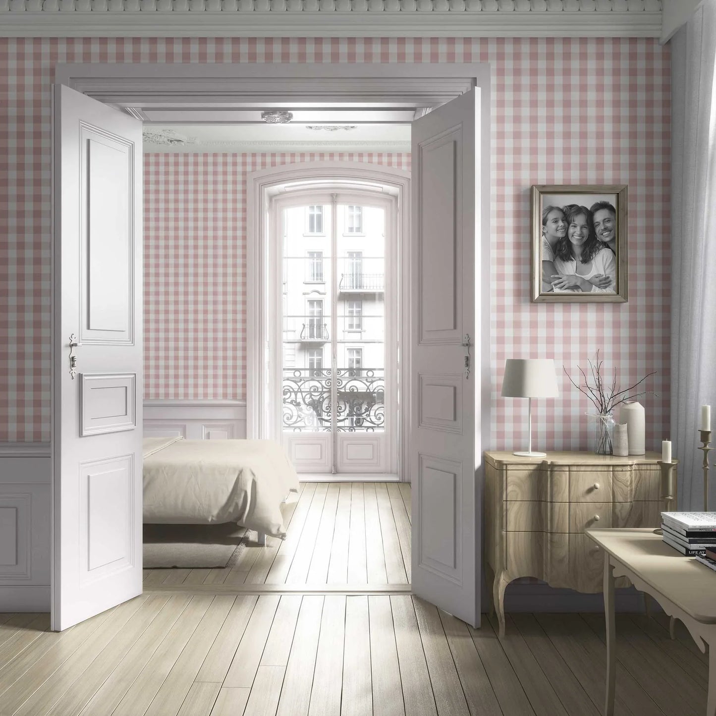 The Gingham Edit Wallpaper - Dusty Rose