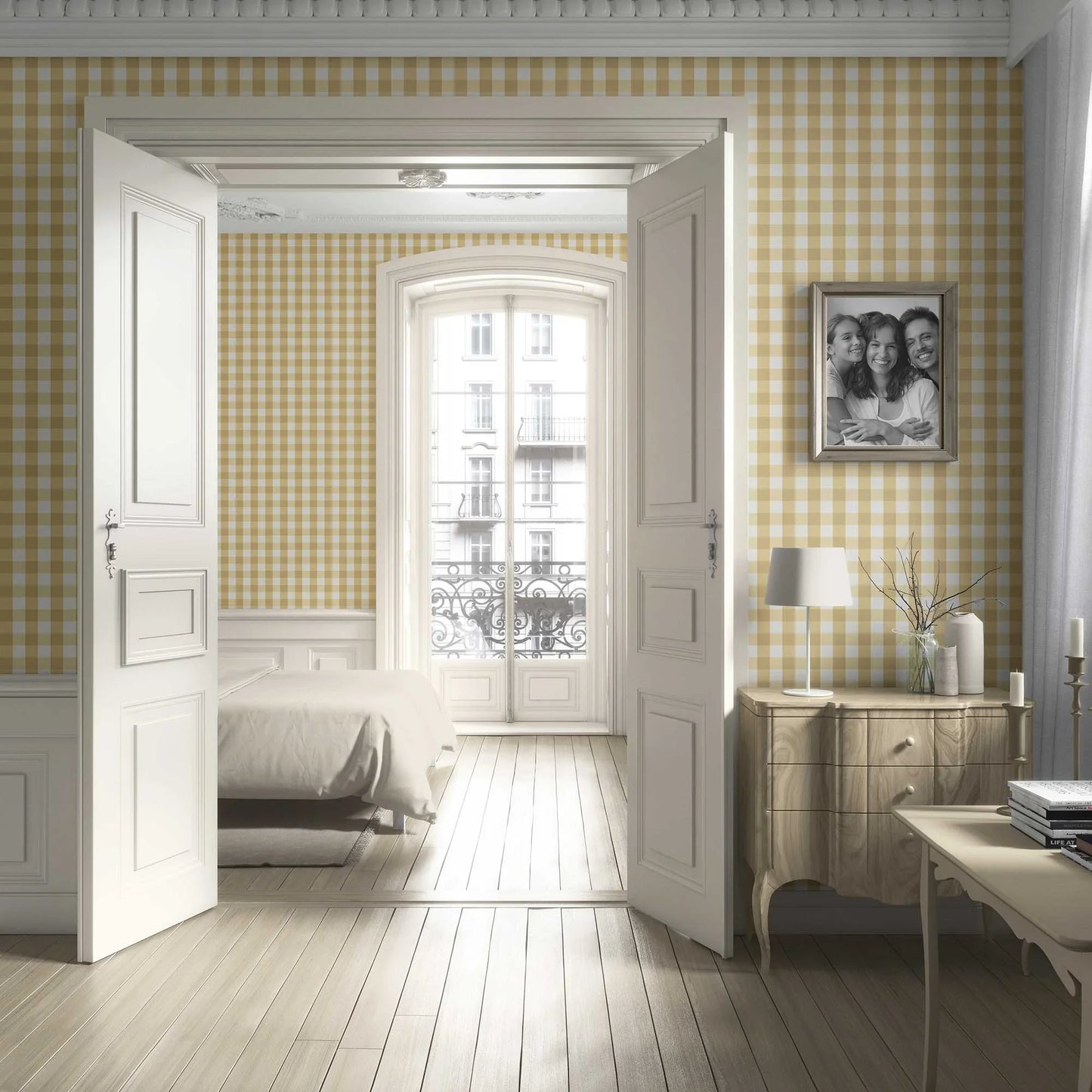 The Gingham Edit Wallpaper - Honey Beige