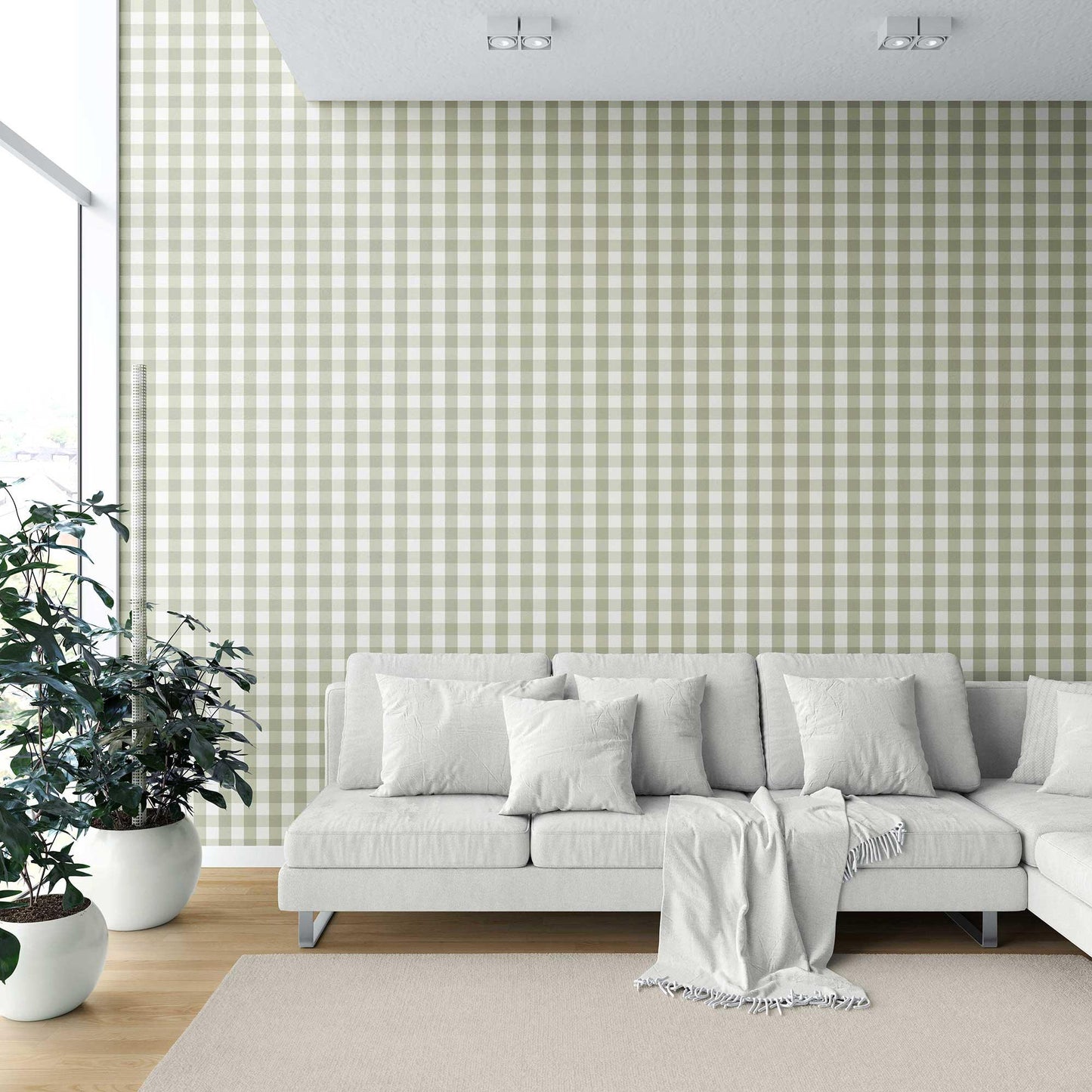The Gingham Edit Wallpaper - Olive Mist