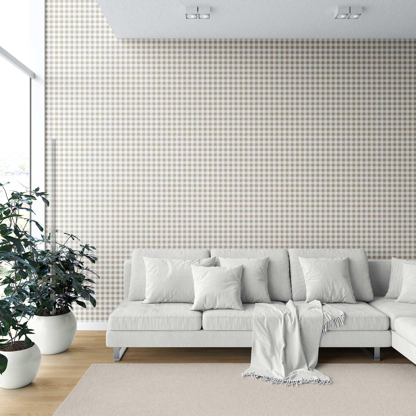 Checkmate Charm Wallpaper - Sand Biscuit